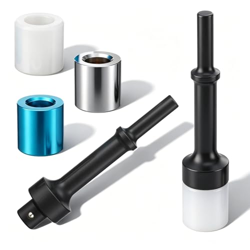 Hicarer 3 Pack Air Hammer Soft Tip Kit 1.14"/29 mm Diameter Replaceable Hammer Heads Include Aluminum Brass Nylon Head Bits with 0.401" Forged Steel Handle Shank for Air Hammers Softer Blow Work