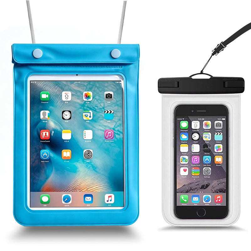 Universal Waterproof eReader Protective Case, 2 Pcs Cover for 6-7 Inch Kindle/iPad mini/kobo Clara/kobo Libra/Fire 7/iPhone and More, Waterproof Material, Including a Hanging Strap,Blue Blue