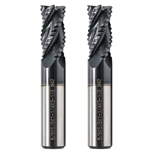 4 Flute M42 8% Cobalt HSS Roughing End Mill Set(2Pcs, 5/8"), AlTiN Coated 5/8 in 2