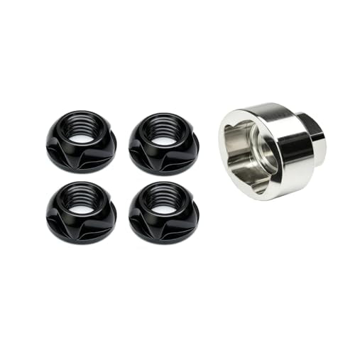 Black M8 304 Stainless Steel Anti-Theft Locking Nuts P1.25 Security Hardware Kit for Mountain Bike Awning Car Accessories Styling Light Bar (4 Lock Nuts + 1 Key)