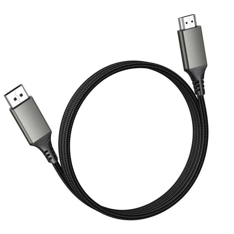 4K DisplayPort to HDMI 6 Feet Cable, Uni-Directional DP 1.2 Computer to HDMI 1.4 Screen Cable [Aluminum Shell, Nylon Braided], Compatible with HP, ThinkPad, AMD, NVIDIA, Desktop and More