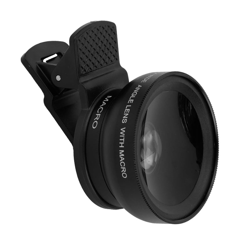 2-in-1 Phone Camera Lens, 0.45X Wide Angle (140°) & 15X Macro Universal Clip-On Lens for iPhone/Android Cell Phones Including Travel Storage Bag