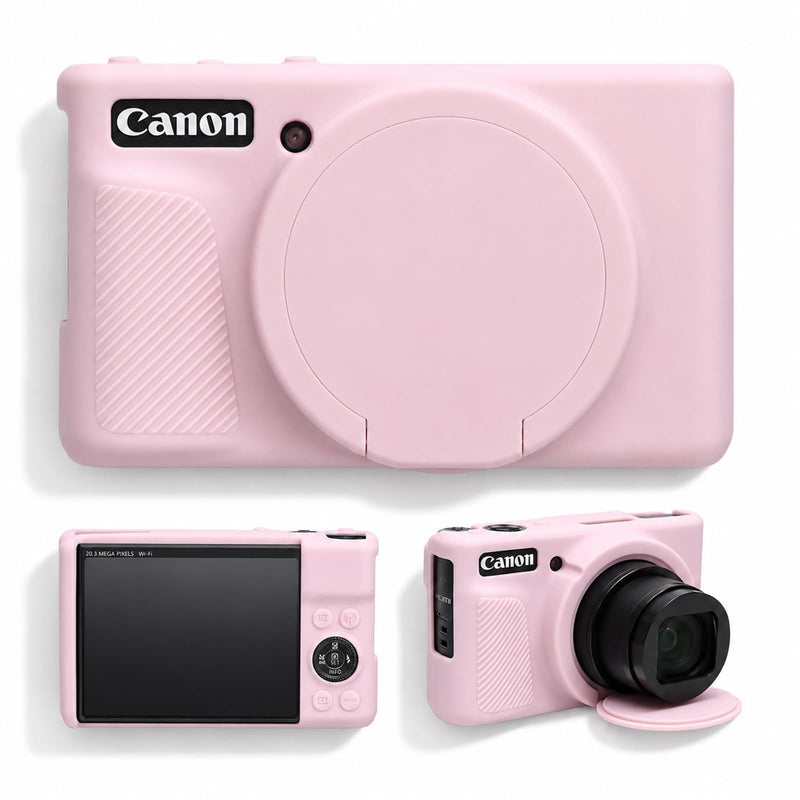 XANAD Silicone Case for Canon Powershot SX740 / SX730 HS Digital Camera, Anti-slip Soft Silicone Protective Cover with Detachable Lens Cover for Canon SX740 / SX730 HS, Pink