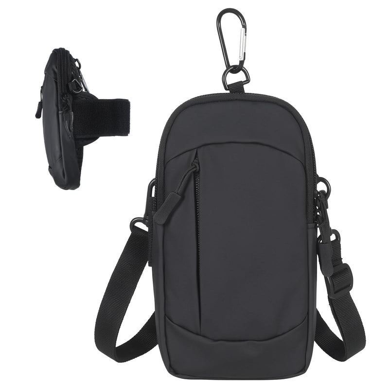 Cell Phone Crossbody Bag with Arm Band, Sturdy Phone Running Holder | Lightweight Phone Pouch for Running Hiking Travel Workout Adjustable Running Phones Holder for Gym Men Women Black