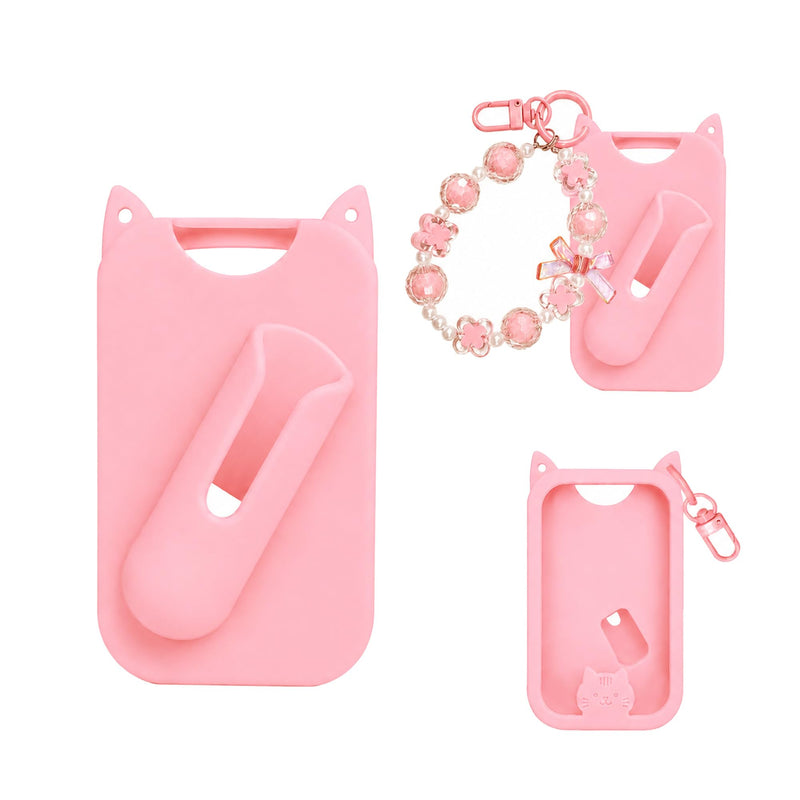 Sonnorel 1 Pack Silicone Cover Case Compatible for Touchland Hand Sanitizer Spray (Fit for 1 FL OZ/30 mL Ver), with Lipstick Holder (Pink) Pink