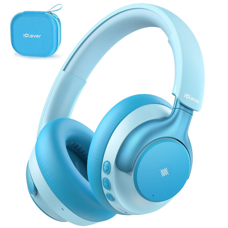 iClever Q950 Hearing Care Certified Noise Cancelling Headphones for Kids | SafeSound Tech 3.1, TÜV Certified, Sensory Inclusive for Autism, Red Dot Award Winner, 60H Playtime, Storage Case for Travel Blue