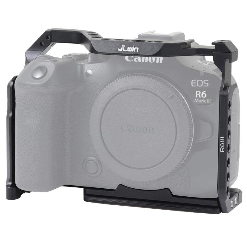 Camera Video Cage for Canon EOS R6 II / R6 III Mirrorless Camera | Built-in Cold Shoe, Arca-Swiss Quick Release Plate, ARRI 3/8"-16 & 1/4"-20 Threaded Holes for Tripod Gimbal Stabilizer
