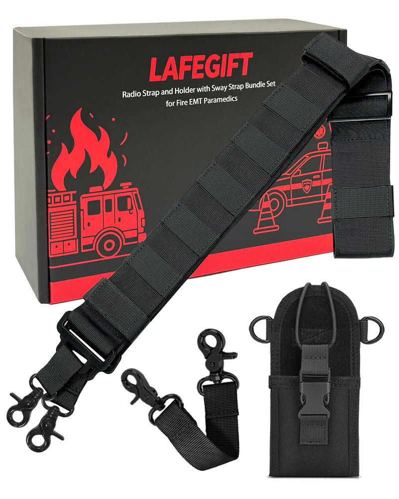 Firefighter Radio Strap and Holster with Anti-Sway Strap | Shoulder Strap Holder for EMS, Fire, Paramedics | Adjustable 54""–70"" | Compatible with Motorola, Kenwood, BaoFeng