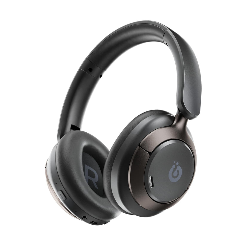 Boean Active Noise Cancelling Headphones, Bluetooth 6.0 Wireless Over Ear Headphones with 120H Playtime, 360° Spatial Audio & 5 ENC Mics, Soft Memory Foam, Transparency Mode for Office Travel Gaming Black