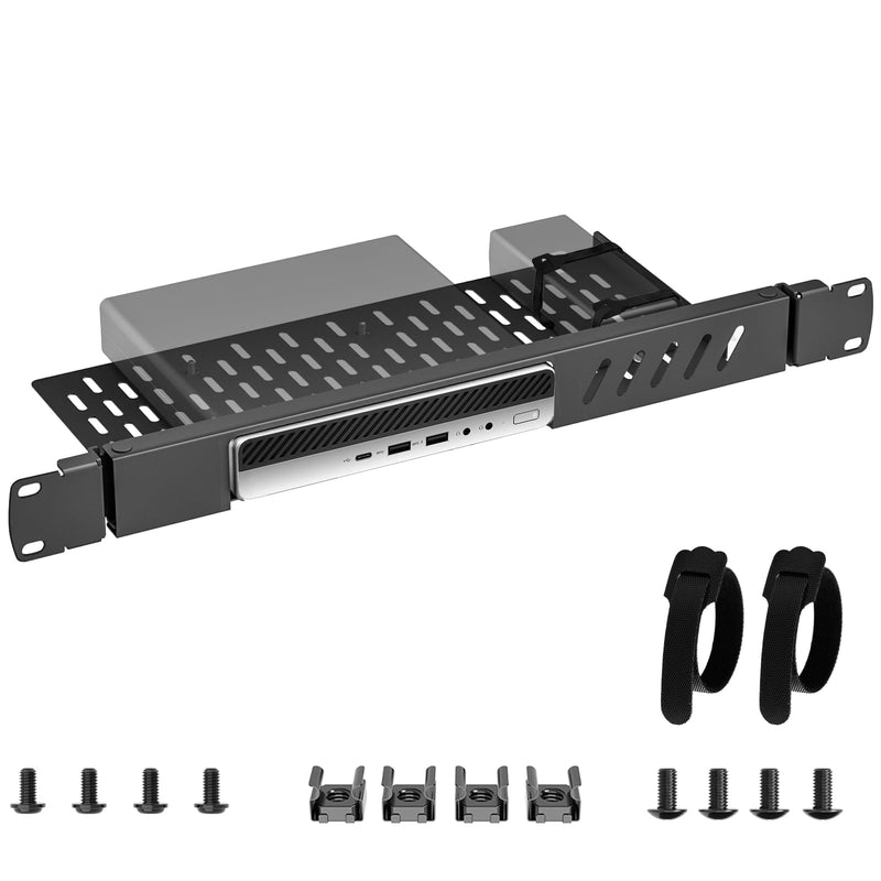 Mini Rack Mount for HP Desktop Mini PC, 19in 1U Hinged Server Rack Shelf, for HP 260 400 405 600 705 800 805 800G9, Mini PC Rack Mount for 19 inch Cabinet or Rack, with Cable Ties