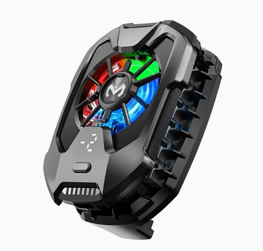 LED Display Phone Cooler with 3-Speed Adjustment, RGB Light Back Clip Semiconductor Cooling Fan, Low Noise Radiator for Gaming Phones