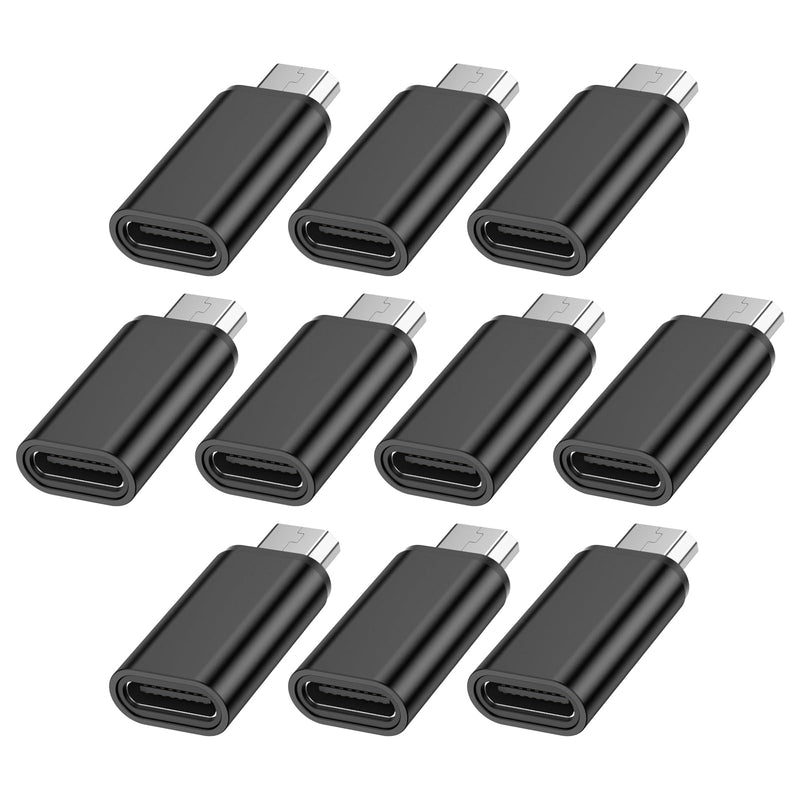 USB C to Micro USB Adapter, 10 Pack USB Type C (Female) to Micro USB (Male) Convert Connector Support Charge and Data Sync Compatible with Samsung Galaxy S7 S7 Edge, Nexus 5 6. Black 10Pack