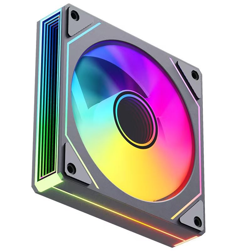 1PCS 120mm ARGB Case Fan,Double Infinity Mirror ARGB Fans Low Noise High Airflow PWM RGB PC Fans for Cases CPU Coolers,Forward