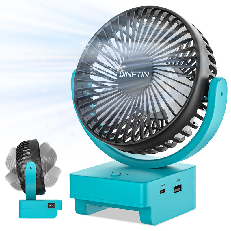 Dinftin Powered Cordless Fan Compatible for Makita 18V Batteries | 3-Speed Control, Powered Fan for Jobsite, Camping etc (Battery Not Included) Blue