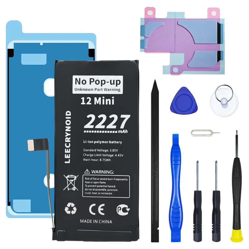 No Pop-up ‘Unknown Part’ Warning for iPhone 12 Mini Diagnostic Battery, Truthfully Rated 2227mAh Battery Replacement for iPhone 12 Mini with Full Tool Kit