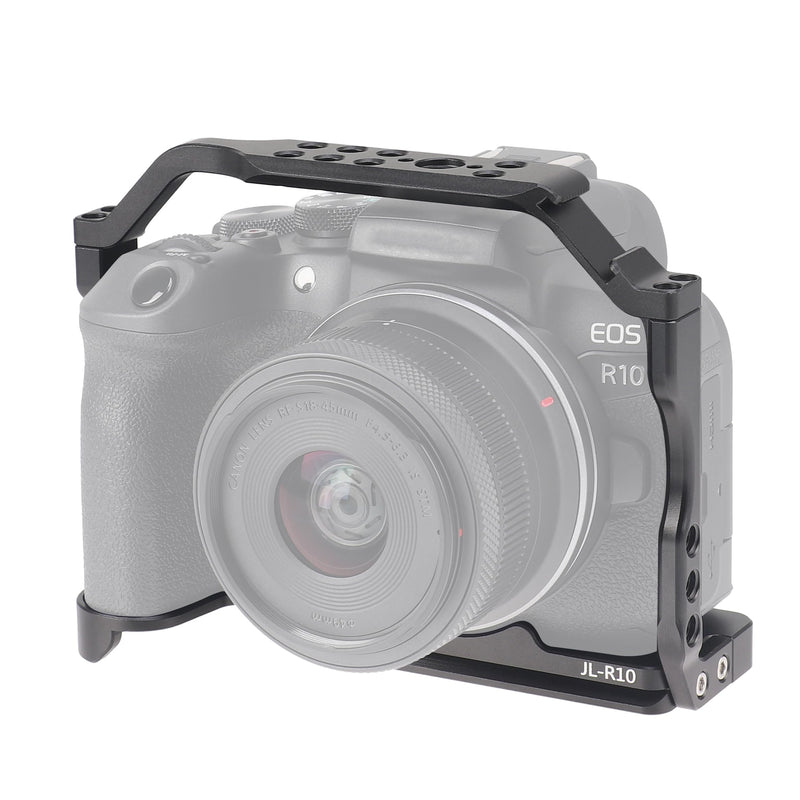 Camera Cage for Canon EOS R10, Built-in NATO Rail | Cold Shoe, Arca-Swiss Quick Release Plate, ARRI 3/8"-16 & 1/4"-20 Threaded Holes for Tripod Gimbal Stabilizer