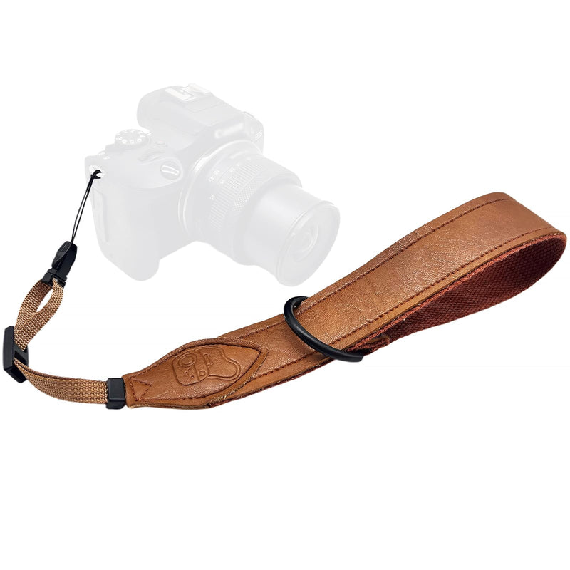 Camera Wrist Strap, Leather Camera Hand Strap for DSLR, Adjustable Quick Release Camera Straps for All Cameras Brown Leather Camera Wrist Strap