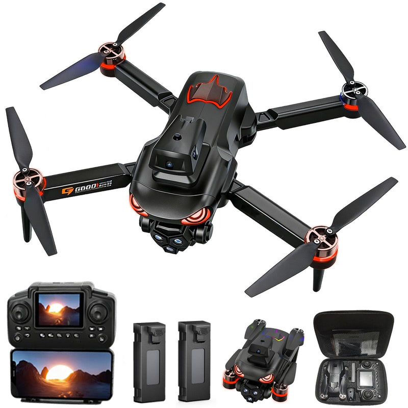 Drone with camera, screen on controller, drone with obstacle avoidance | Drone with camera 2 Batteries, Optical Flow Positioning, One-Touch Takeoff/Landing, drone with camera for kids, Red