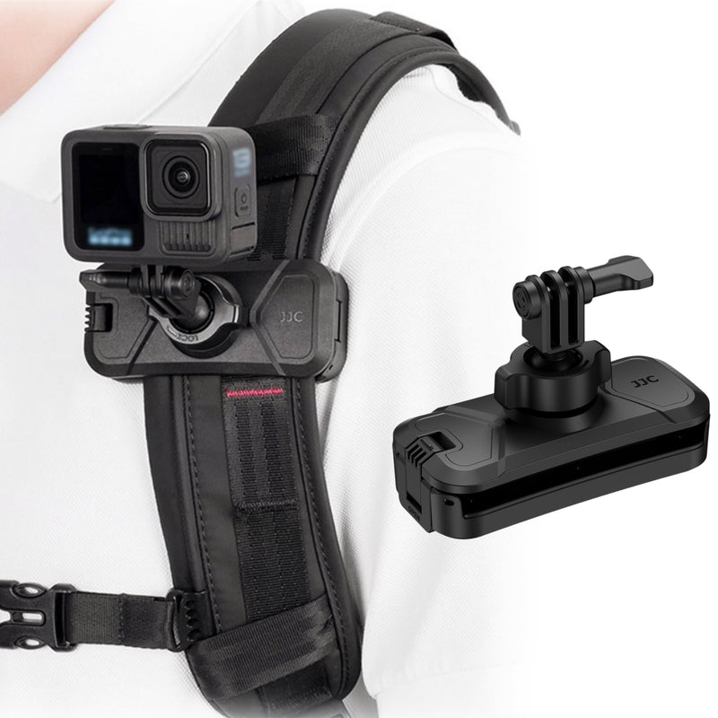 JJC Backpack Shoulder Strap Clip Mount for DJI Osmo Action 6 5 4,Anti-Slip | Ball Head 360° Rotation for Gopro 13 12 11 10 9,for Insta360 Ace/Ace Pro 2,Filrmly Hold Action Cameras on Shoulder Strap Black - for Action Cams