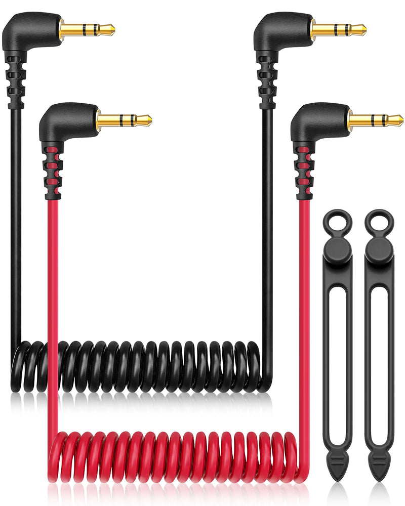 Audio Cable for DJI Mic Mini Microphone, 2-Pack 90-Degree Plug Retractable Coiled 3.5mm (TRS to TRS) Aux Cord, Mic Cord for DJI /1/2/3, with 2 Cable Winder