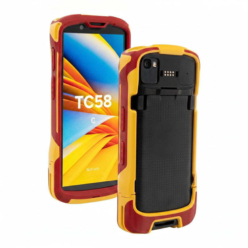Protective Case Replacement for Zebra Symbol TC58 TC53 Barcode Scanner, Rugged Handheld Mobile Computer OEM Cover to Replace SG-NGTC5EXO1-01, Red & Yellow