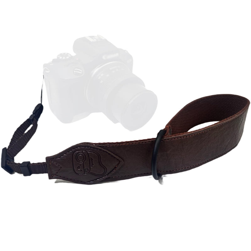 Camera Wrist Strap for DSLR Mirrorless Camera, Camera Hand Strap for All Cameras with Quick Release Safety Connector Coffee Leather Camera Wrist Strap