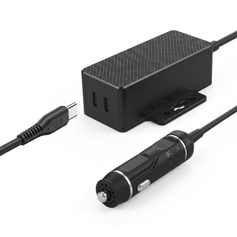Coolgear 145W Dual USB-C Car Charger - PD 3.1 EPR Type C Vehicle Charger with 140W Laptop Charging, Mountable Flanges and 12V to 24V Plug for Trucks, Fleet Vans and Mobile Workstations