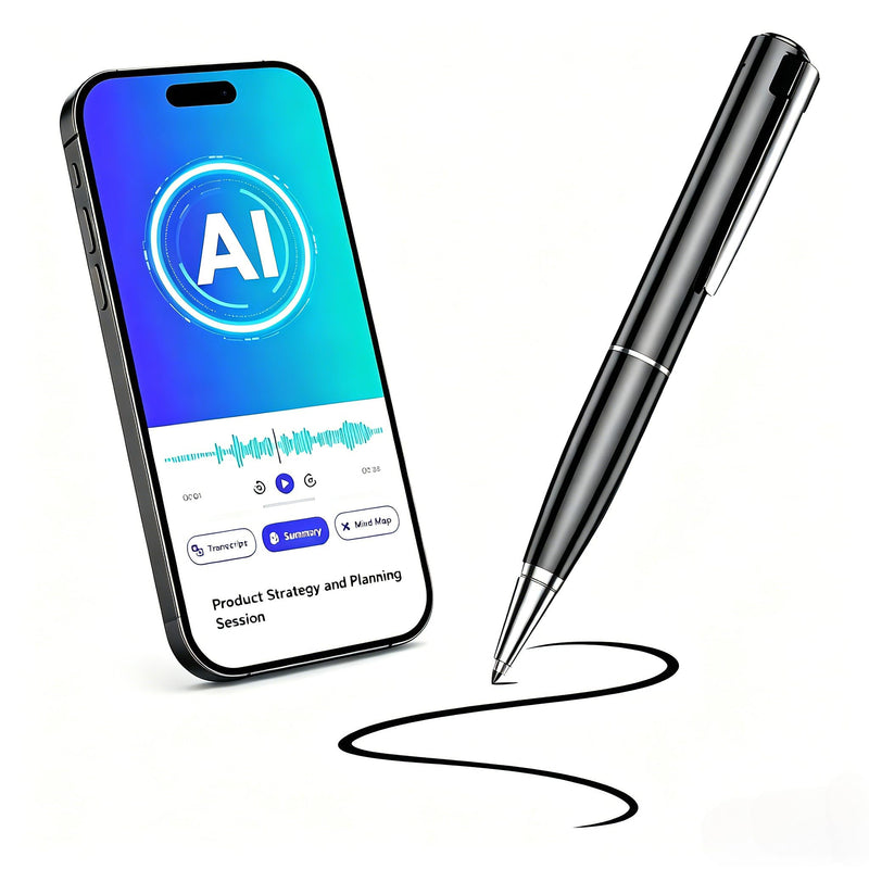 SKARA AI Voice Recorder with Real-Time Transcription, AI Summary & Mind Map, AI Note Taking Device Supports 150 Languages, Smart Digital Voice Recorder for Meetings, Lectures & Interviews Black