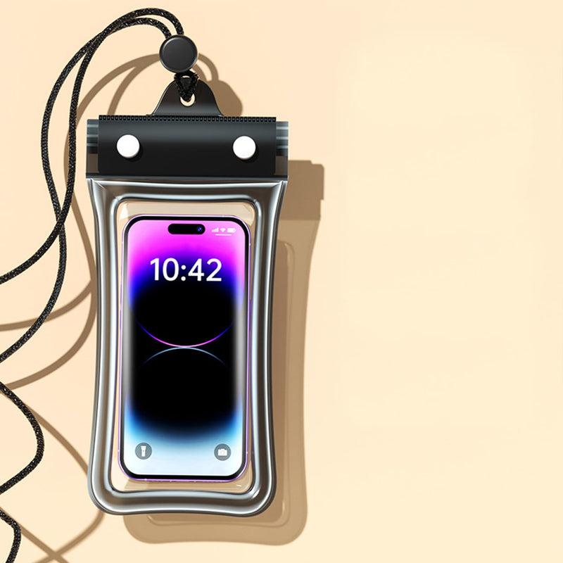 Waterproof Phone Pouch, IPX8 Floating Touch-Sensitive Phone Case, Universal Underwater Dry Bag for Swimming, Diving & Rafting, Compatible with Most Phones, Black