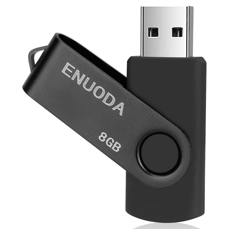 8GB Flash Drive ENUODA 1 Pack Thumb Drive 8GB USB 2.0 Memory Stick Jump Drive Pen Drive for File Storage and Data Transfer (Black) Black