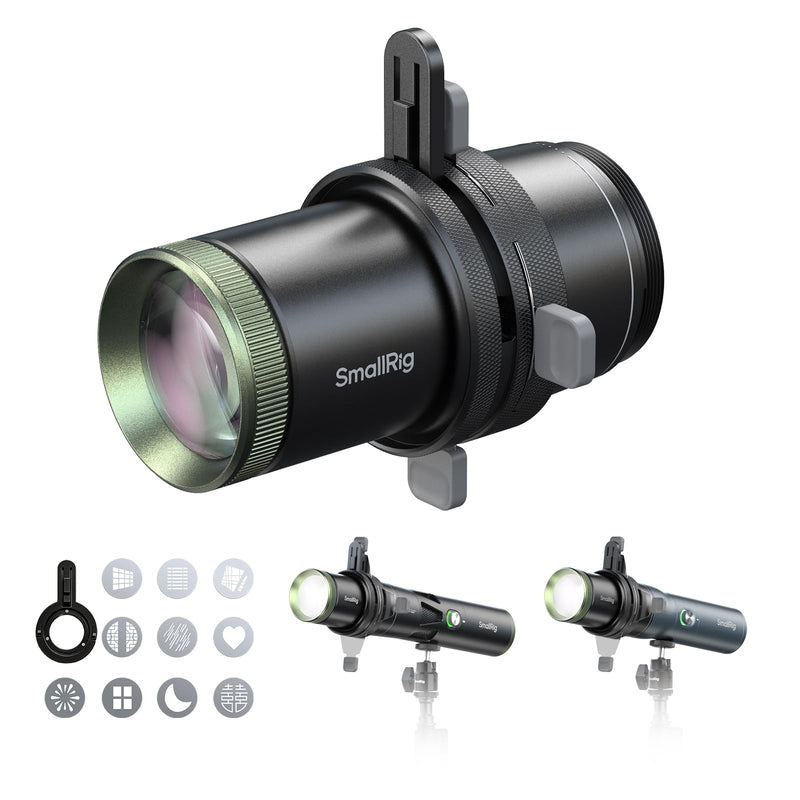 SmallRig SP Air Spotlight, 36° Optical Projection Lens, 4X Brightness | Built-in Framing Shutters, a GOBO Holder & 10 Metal Gobos, Snoot Photography Attachment Only for RF 10C/20C Flashlight - 6376