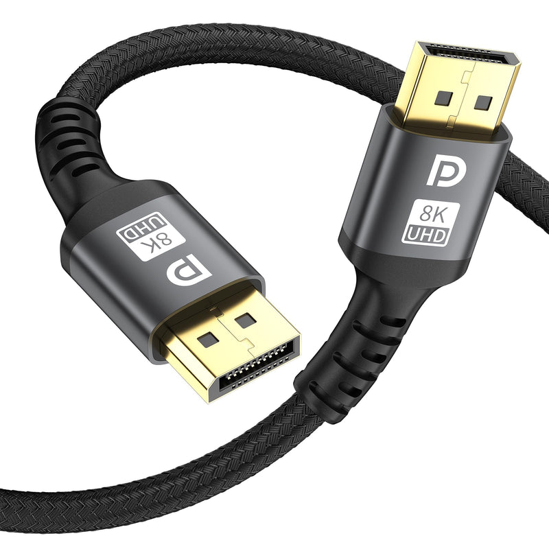 8K Displayport Cable 6ft 1.4 Cable - High Speed DisplayPort [8K@60Hz, 4K@144Hz, 2K@240Hz] Supports 32.4Gbps,and is Used for HDR, FreeSync G-Sync, Gaming Monitor PC TV Graphics