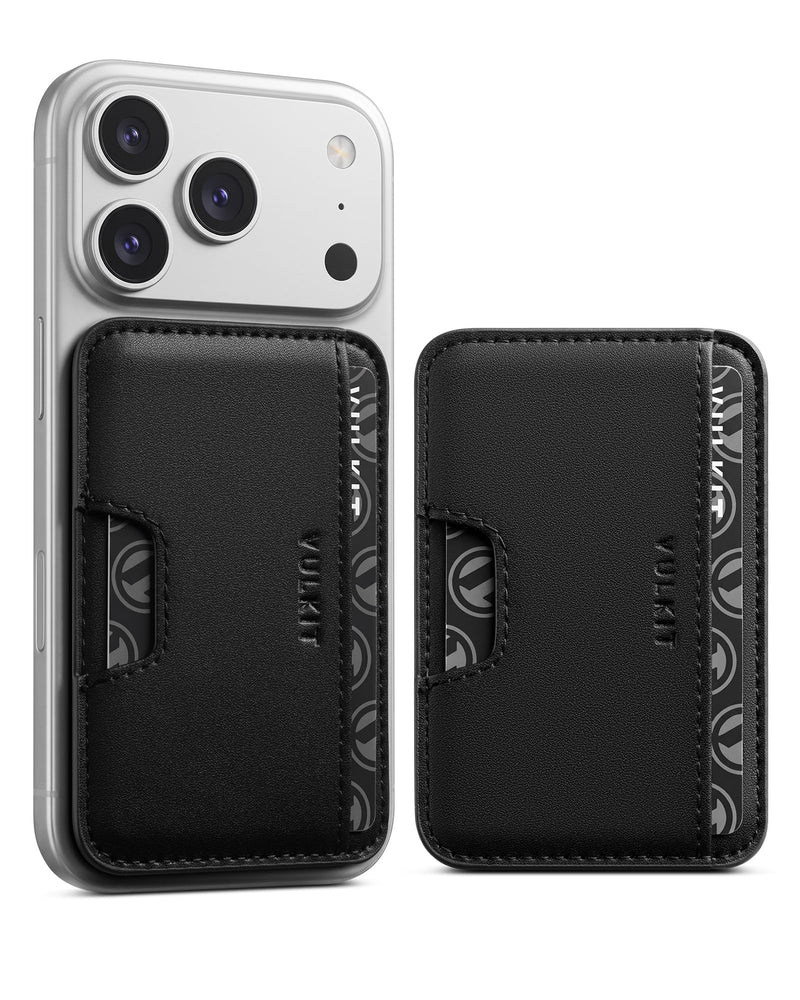VULKIT Phone Wallet Stick On, Credit Card Holder for Phone Case, Slim Strong Self-Adhesive Stick-On Card Holder Wallet for iPhone & Android, Compatible with Most Cell Phones Obsidian Black
