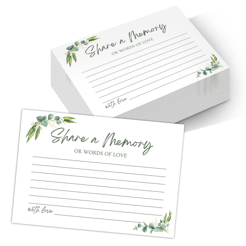 50 PCS Share a Memory Cards for Celebration of Life, Anniversary, Funeral Green 01