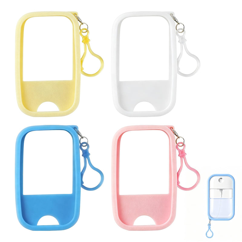 Hand Sanitizer Spray Case Compatible with Wish, 4 Packs Soft Silicone Protective Cases with Keychain, Easy to Clean, Practical and Portable, Non‑Slip, Fit Design, Suitable for Daily Use