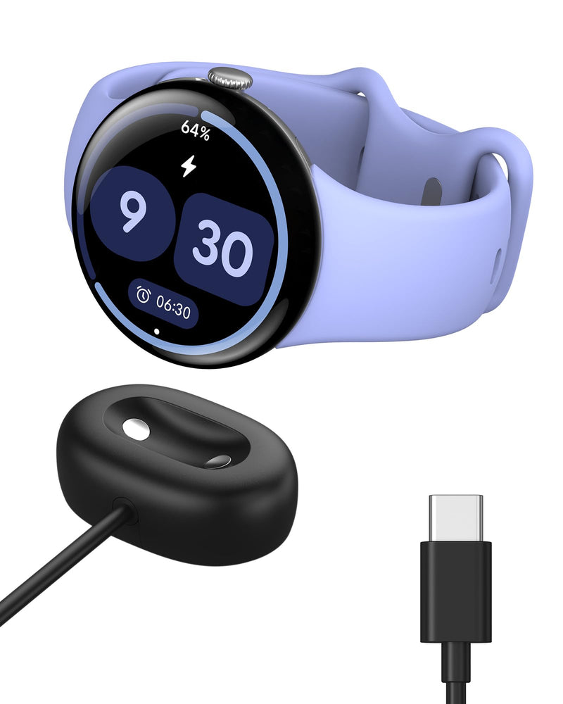5W Charger for Google Pixel Watch 4, Fast USB-C Charging Dock for Google Watch 4 (41mm/45mm), Magnetic Charger Stand, 3.3ft USB-C Charging Cord, Black 1