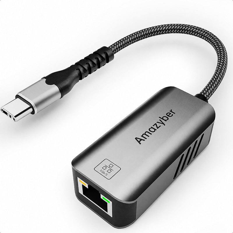 5Gbps USB C to Ethernet Adapter 5000Mbps RJ45 LAN Network Dongle | RTL8157 Chipset Aluminum Braided Cable Space Gray for Laptop MacBook iPad Pro NAS Reliable High Speed Wired Streaming 5Gbps [Space Grey]