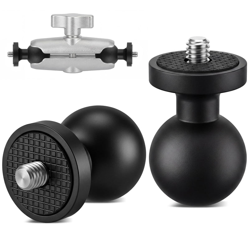 2 Pcs Aluminum Alloy 1" Ball Mount Adapter with 1/4"-20 Threaded Stud,TPU Wrapped Ball Head Compatible with Gopro13/12/11, Insta360 X5/x4/x3/x2, DJI Osmo Action Camera,Compatible with RAM B Size Mount