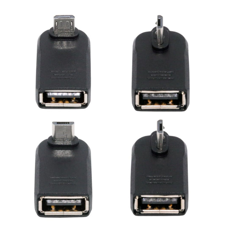 chenyang 4 Pack USB to Micro USB OTG Adapter,Micro USB Male to USB 2.0 Female 90 Degree Angled On-The-Go Adapter for Keyboard/Mouse/Game Controller/Splitter/Flash Drive