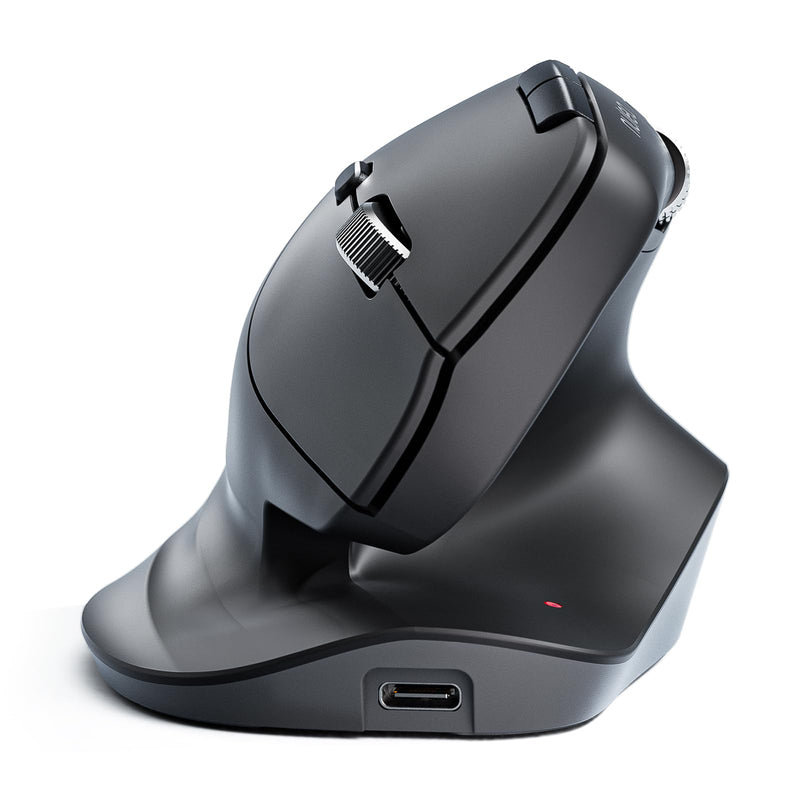 Nulea Ergonomic Vertical Wireless Mouse with Horizontal Scroll Wheel | Bluetooth And 2.4G Rechargeable Mouse With 6 Buttons, 3 Device Switching, Long Battery Life For PC And Mac