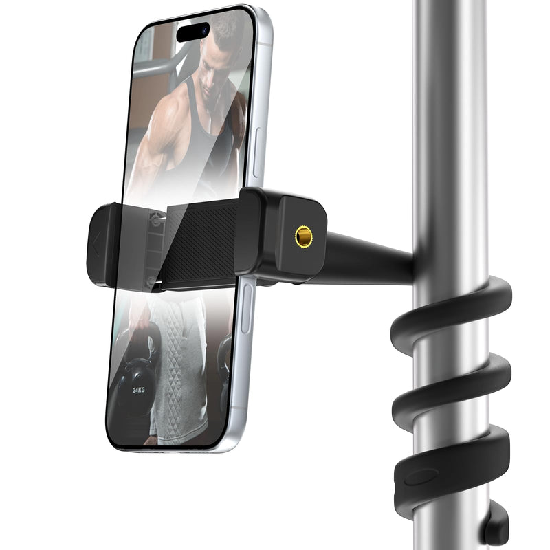 iTODOS Portable Flexible Phone Holder for Treadmill,Spin Bike,Peloton,Stroller,Golf Cart,Bed,Car,Desk,Gooseneck Phone Holder Stand Compatible with for 4.7"-6.9" Smartphones