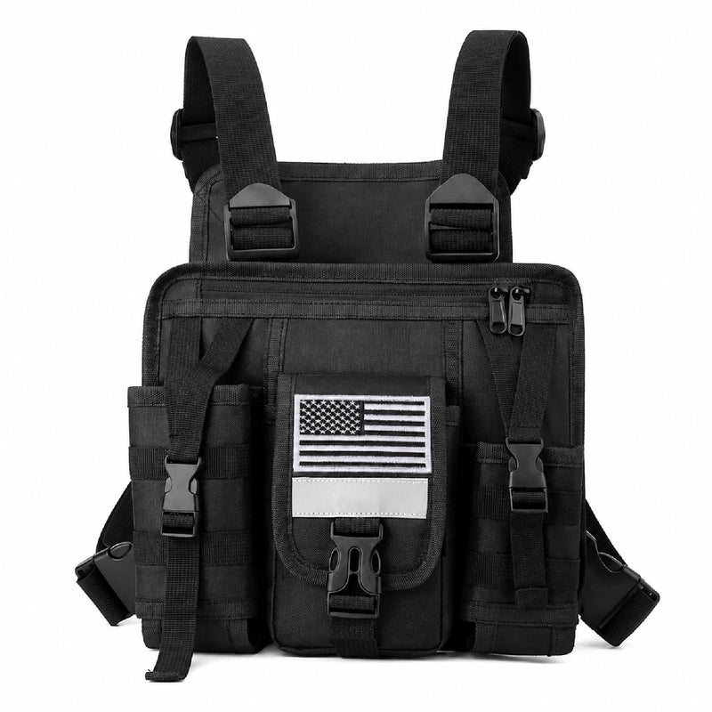 Radio Chest Harness Rig Walkie Talkie Vest Holster Chest Pack with Radio Holder Pouch for Baofeng Kenwood Motorola Two Way Radio