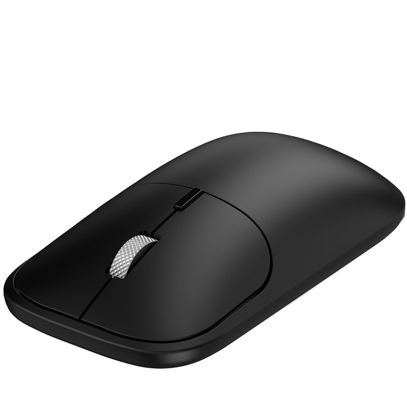 Bluetooth Mouse for Laptop Mac MacBook PC Chromebook Notebook - Black | No USB Receiver, Slim Portable Design, Silent Click, 4 DPI Adjustable, Long Battery Life, Aluminum Alloy Roller Computer Mice
