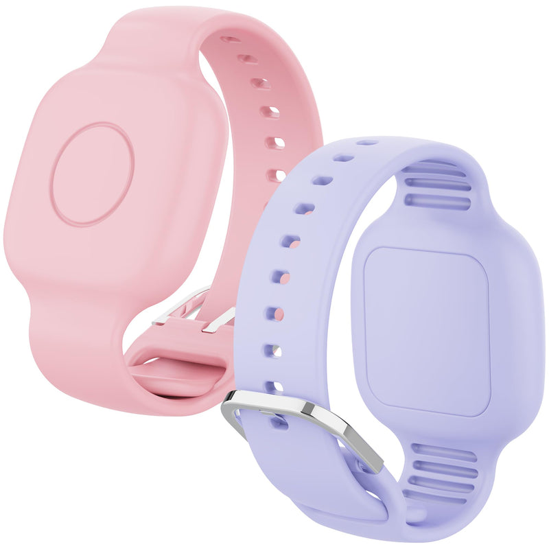 Waterproof Silicone Bracelet for Tile Mate 2024/2022, 2Pack | Hidden GPS Tracker Holder for Kids,Teens & Elderly, Adjustable Anti-Lost Wristband,Durable,Lightweight,Pink/Purple Pink&Purple