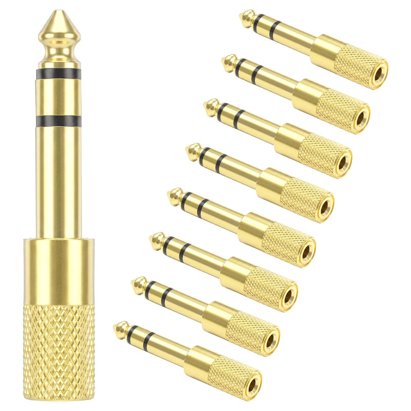 9 Pack 1/4 to 3.5mm Headphone Adapter, Gold 3.5mm to 1/4 Adapter | 1/4 to 3.5mm Male to Female Adapter, Stereo Audio Headphone Adapters, for Aux Cable Headphones Piano Drums Guitar Amplifier