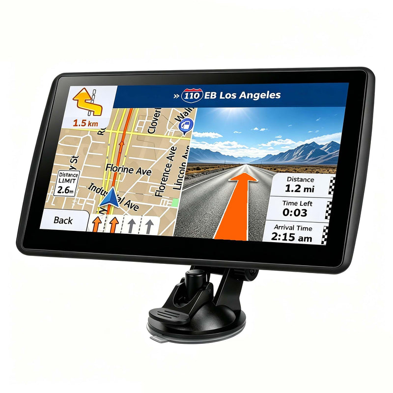 7'' GPS Navigator for Car - 2026 North America Maps Free Lifetime Updates | GPS for Car Truck Rv, Smart Voice Guidance for Turns & Speed Limit Alerts, Custom Truck Routing Blue