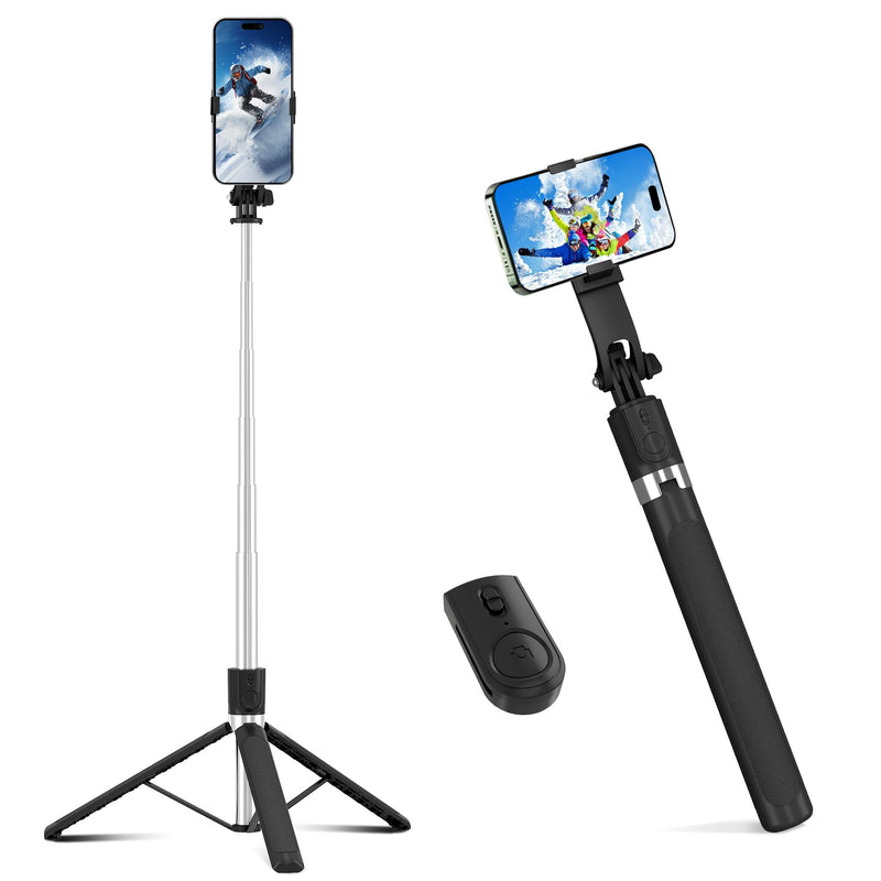 71" Phone Tripod & Selfie Stick with Remote,Extendable Cell Phone Tripod Stand for iPhone Android,5.9FT Tall for Video Recording Vlog Travel Black