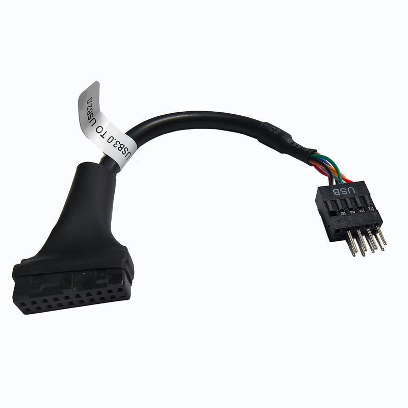 USB 3.0 to USB 2.0 Motherboard Adapter Cable, 19-Pin Female to 9-Pin Male Connector, Black, 0.5 Feet