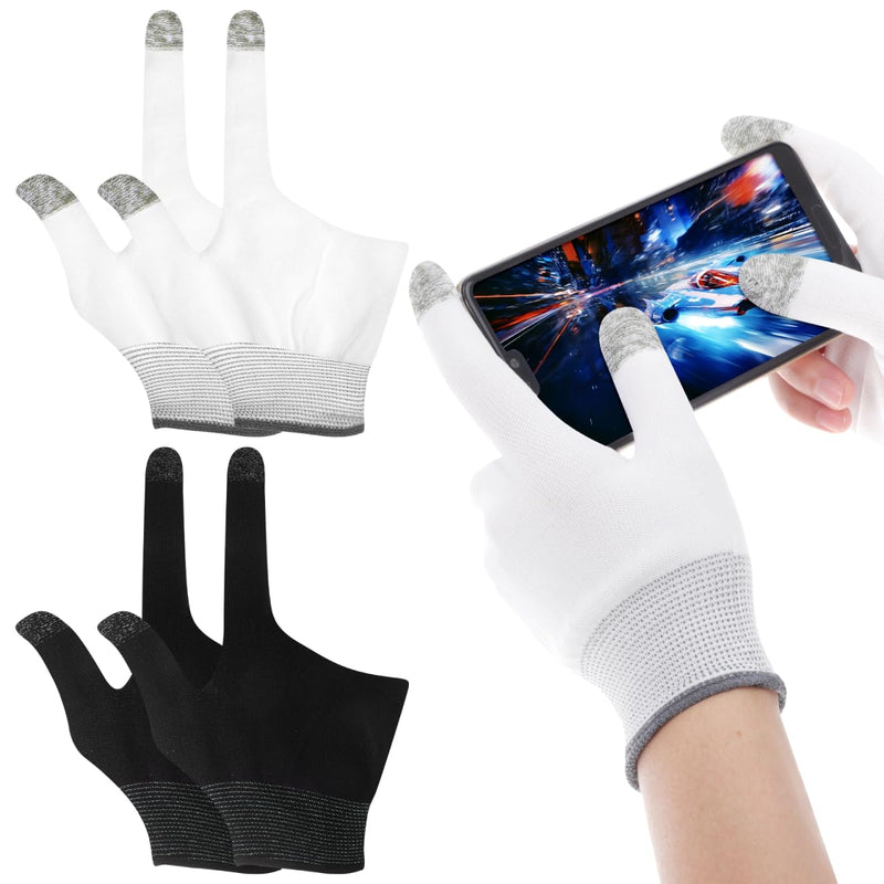 2 Pairs Finger Gloves for Gaming, Thumb Sleeves Mobile Gaming, | with Elastic Breathable Design Lightweight Comfortable Gloves for Esports and Billiards