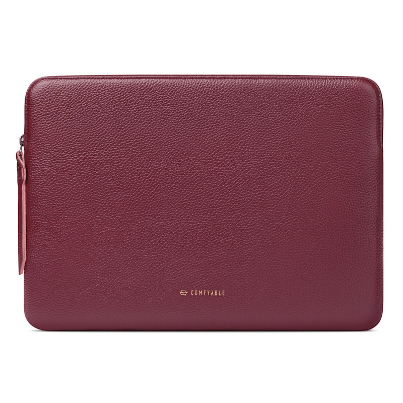 Comfyable Genuine Leather Laptop Sleeve, Compatible with 13" MacBook Air M5 & 14" MacBook Pro M5 Pro/Max 2026, 13 Inch 14 Inch Water-Resistant Padded Computer Case, Wine Red For 13.3"-14" Mac Pro / Mac Air